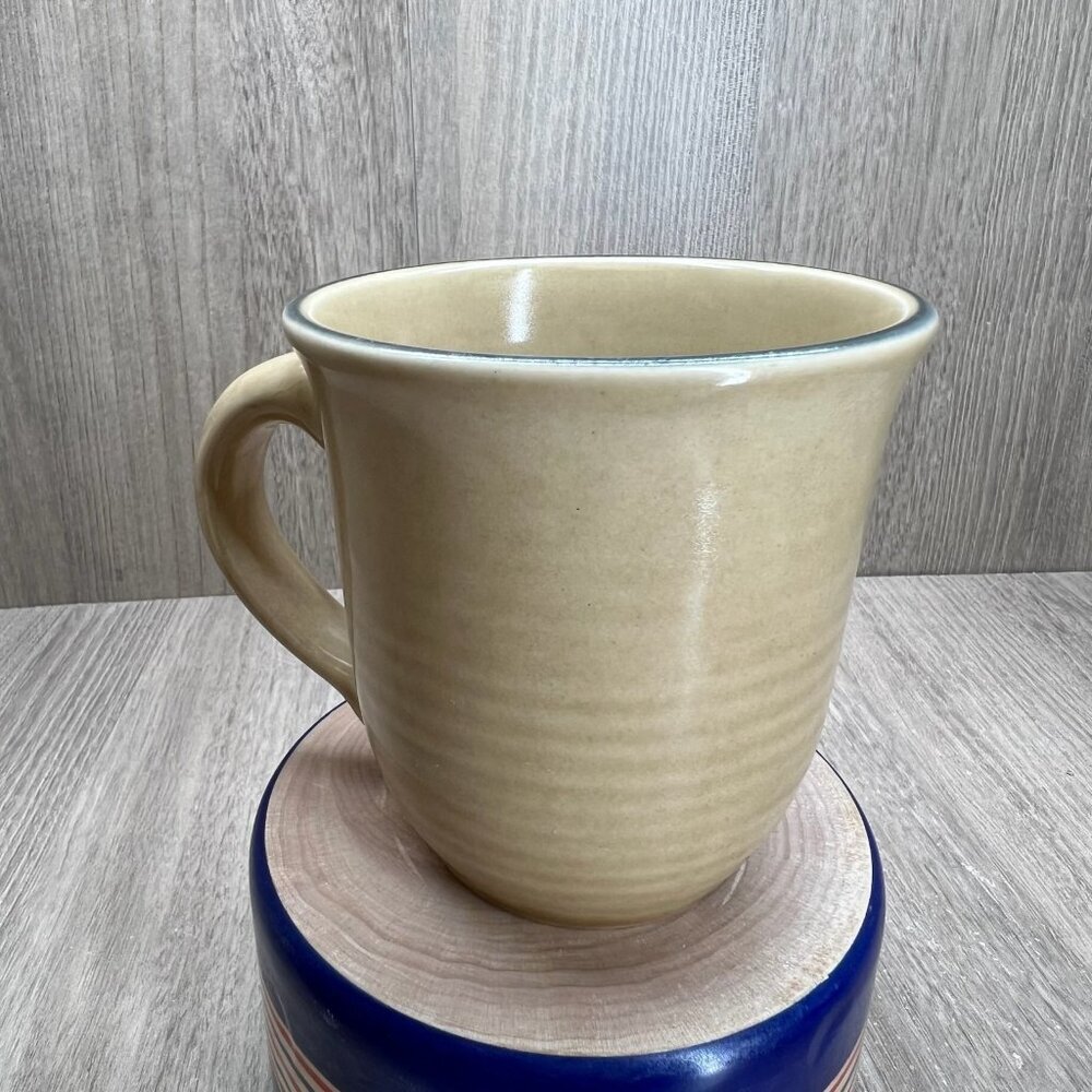 Vtg Pfaltzgraff Folk Art Sugar Bowl Creamer Set of 3 Stoneware Floral Blue Tan - Picture 7 of 16